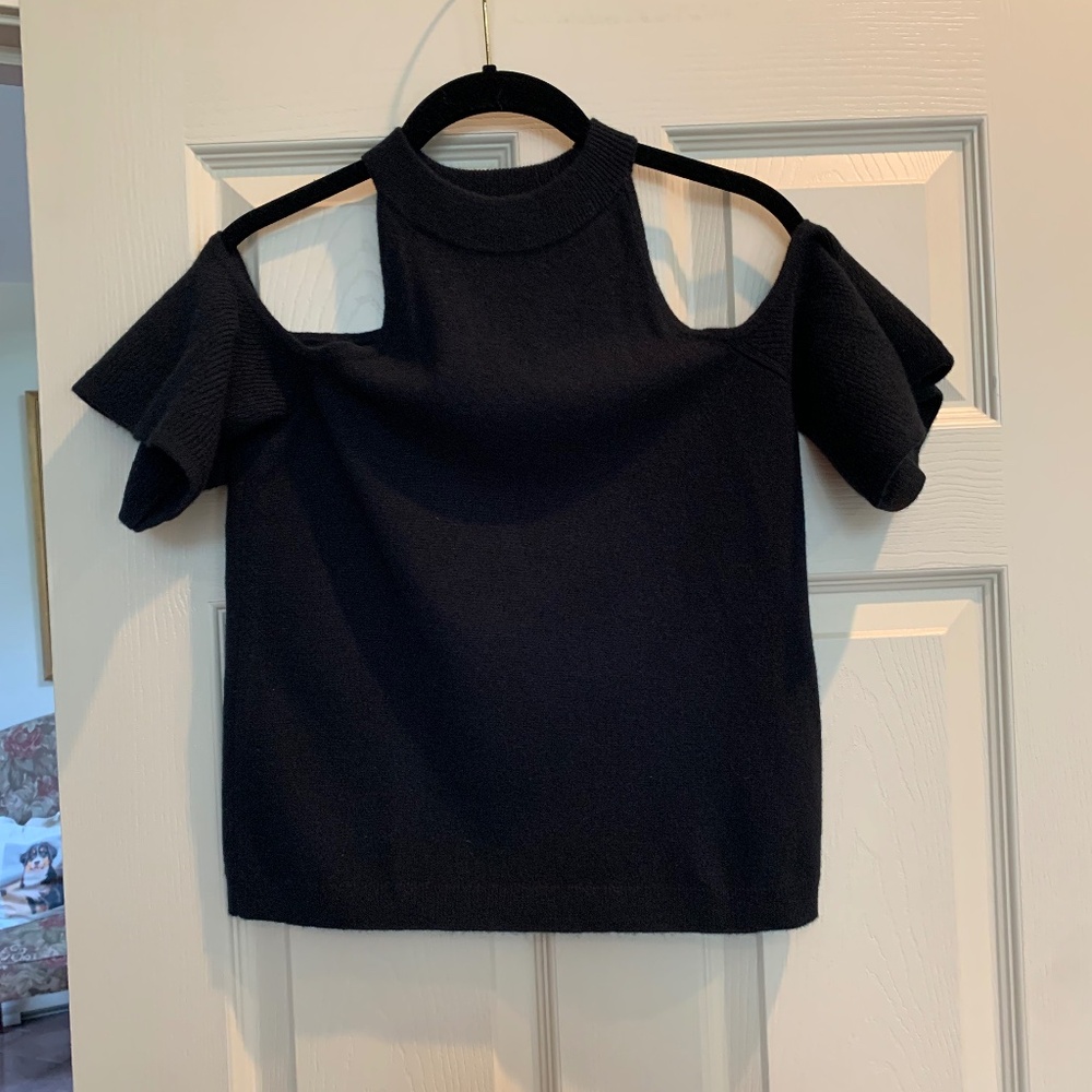 Sea Bleu Black Cashmere Cold Shoulder Sweater sz S